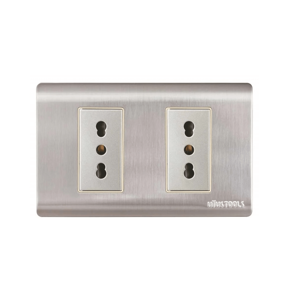 TOMACORRIENTE EMPO. DOBLE 16A ACERO-INOX CURVA UYUSTOOLS1