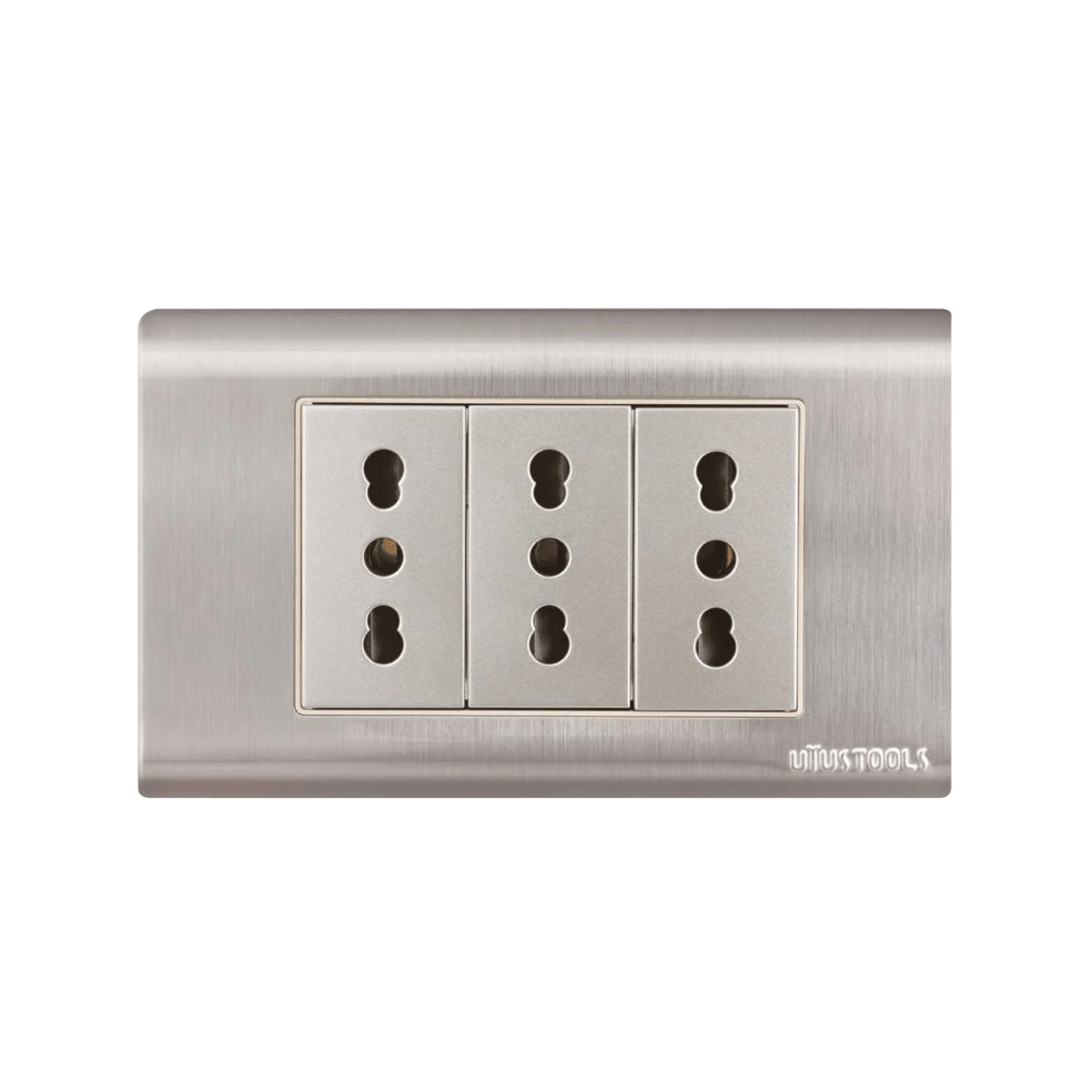 TOMACORRIENTE EMPO. TRIPLE 16A ACERO-INOX CURVA UYUSTOOLS1