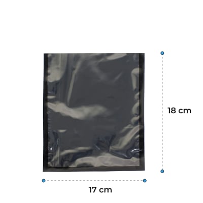 100 Bolsas Sellado Al Vacío Lisas Negras70 Micras 17x18cm