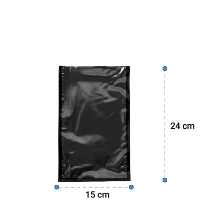 100 Bolsas Sellado Al Vacío Lisas Negras70 Micras 15x24cm