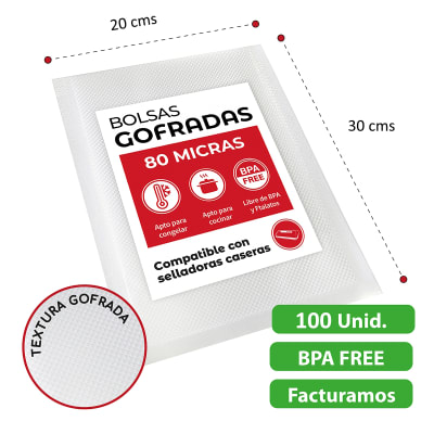 PACK 100 BOLSAS VACÍO GOFRADAS 20x30 - (R)