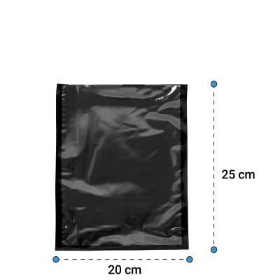 100 Bolsas Sellado Al Vacío Lisas Negras70 Micras 20x25cm