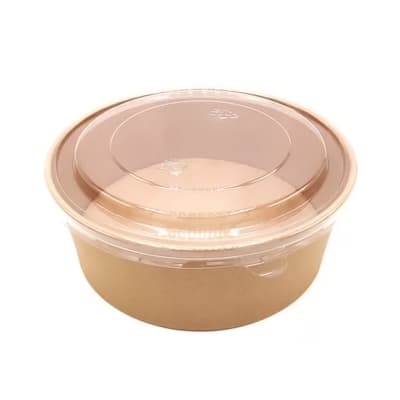 Envase Desechable Bowl Kraft 1000cc Con Tapa X 100 Unidades