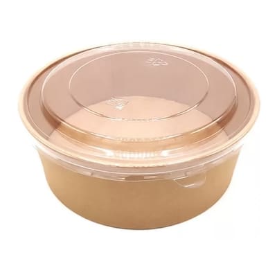 Envase Desechable Bowl Kraft 1300cc Con Tapa X 100 Unidades1