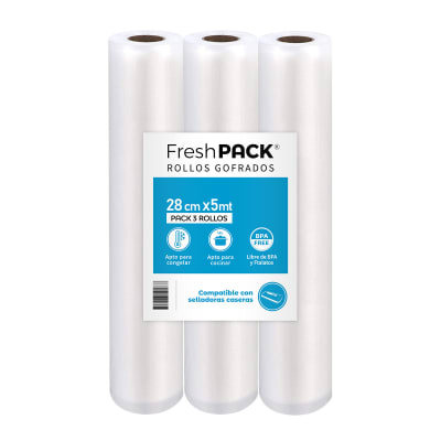 Pack 3 Rollos Bolsas Sellado Al Vacío 28cm X 5mt