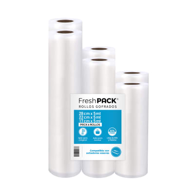 Pack 6 Rollos Bolsa Sellado al Vacío 2 De 17-22-28cm X 5mt