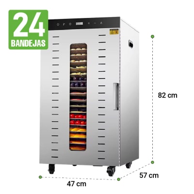 DESHIDRATADOR DE ALIMENTOS ACERO INOXIDABLE 24 BANDEJAS (HAKKA)