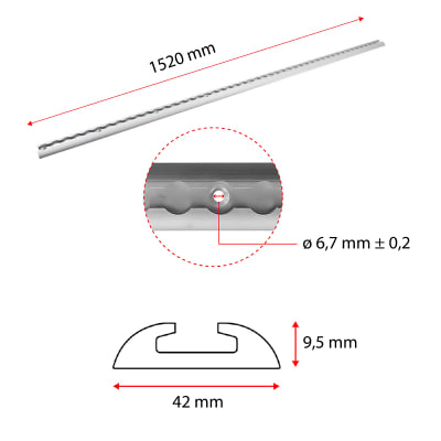 Riel De Amarre L-track 60'' / 150 Cm Para Vehículos De Carga