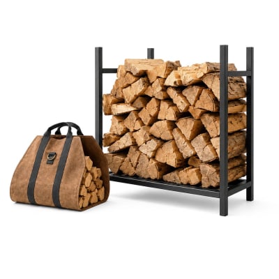 Pack rack para madera 60X26X61 cm + Bolso de transporte para leña