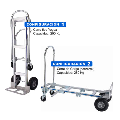 CARRO DE CARGA 2 en 1 de 142 CM. CAPACIDAD 200/250 KG