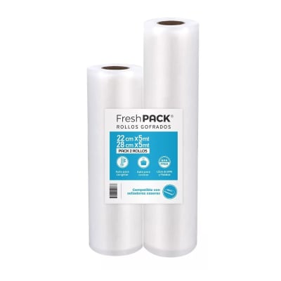 Pack 2 Rollos Bolsa Vacío 1 De 22cm X 5mt + 1 De 28cm X 5mt