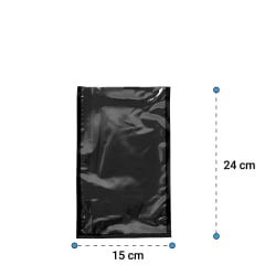 100 Bolsas Sellado Al Vacío Lisas Negras70 Micras 15x24cm