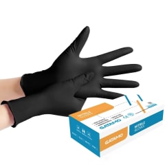 Guantes Negros XS S M L XL 100% De Nitrilo Caja 100 Unid.