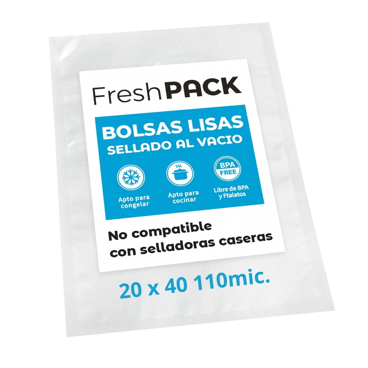 100 BOLSAS VACIO LISAS 110 MICRAS 20X40 CM1