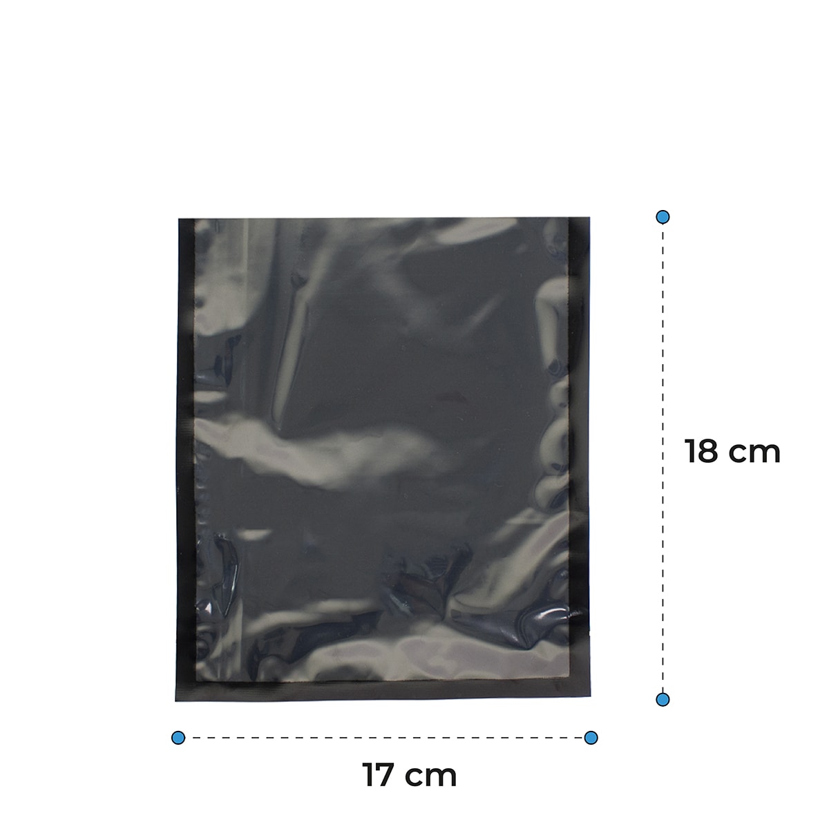 100 Bolsas Sellado Al Vacío Lisas Negras70 Micras 17x18cm1