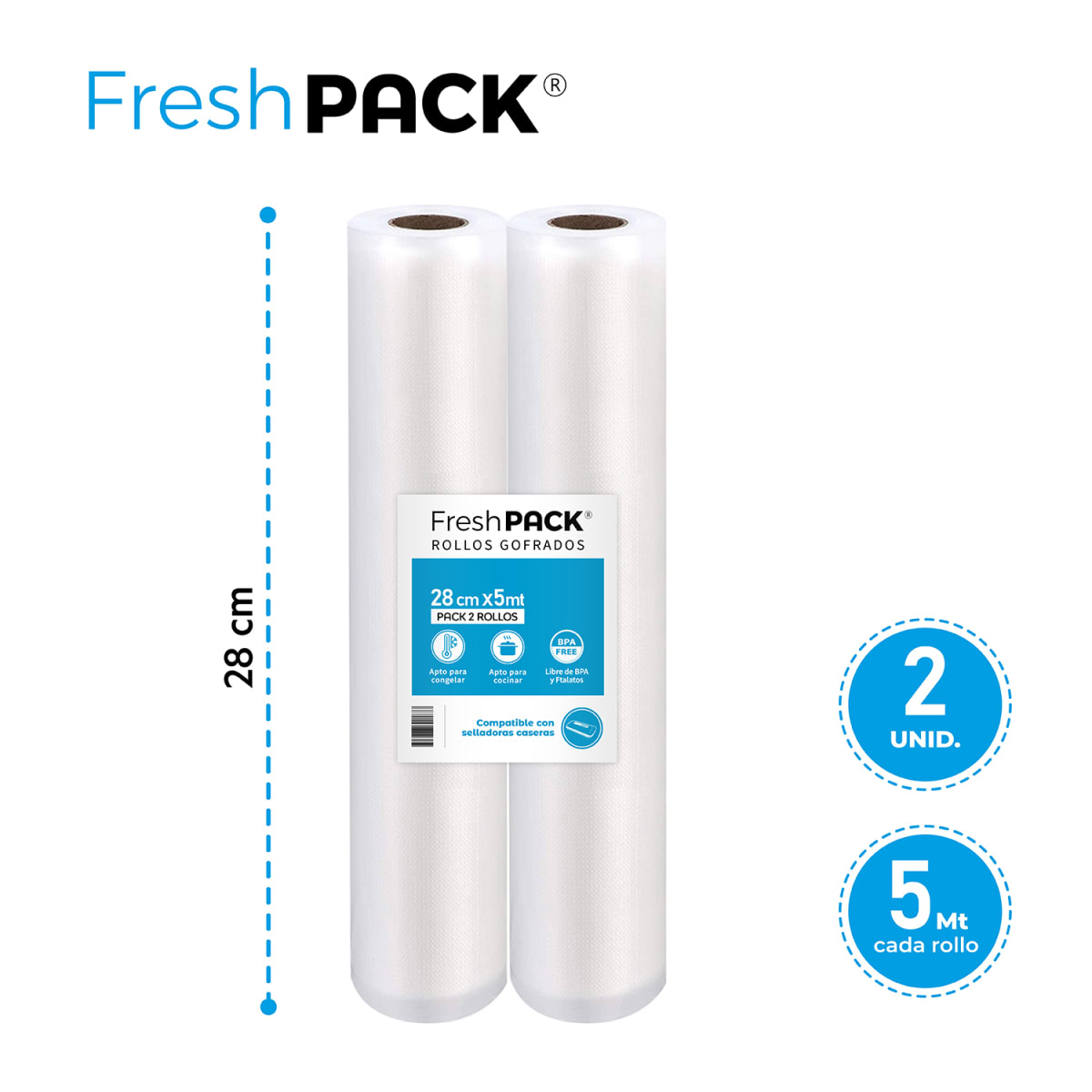 Pack 2 Rollos 28cm x 5mt Sellado al Vacío2