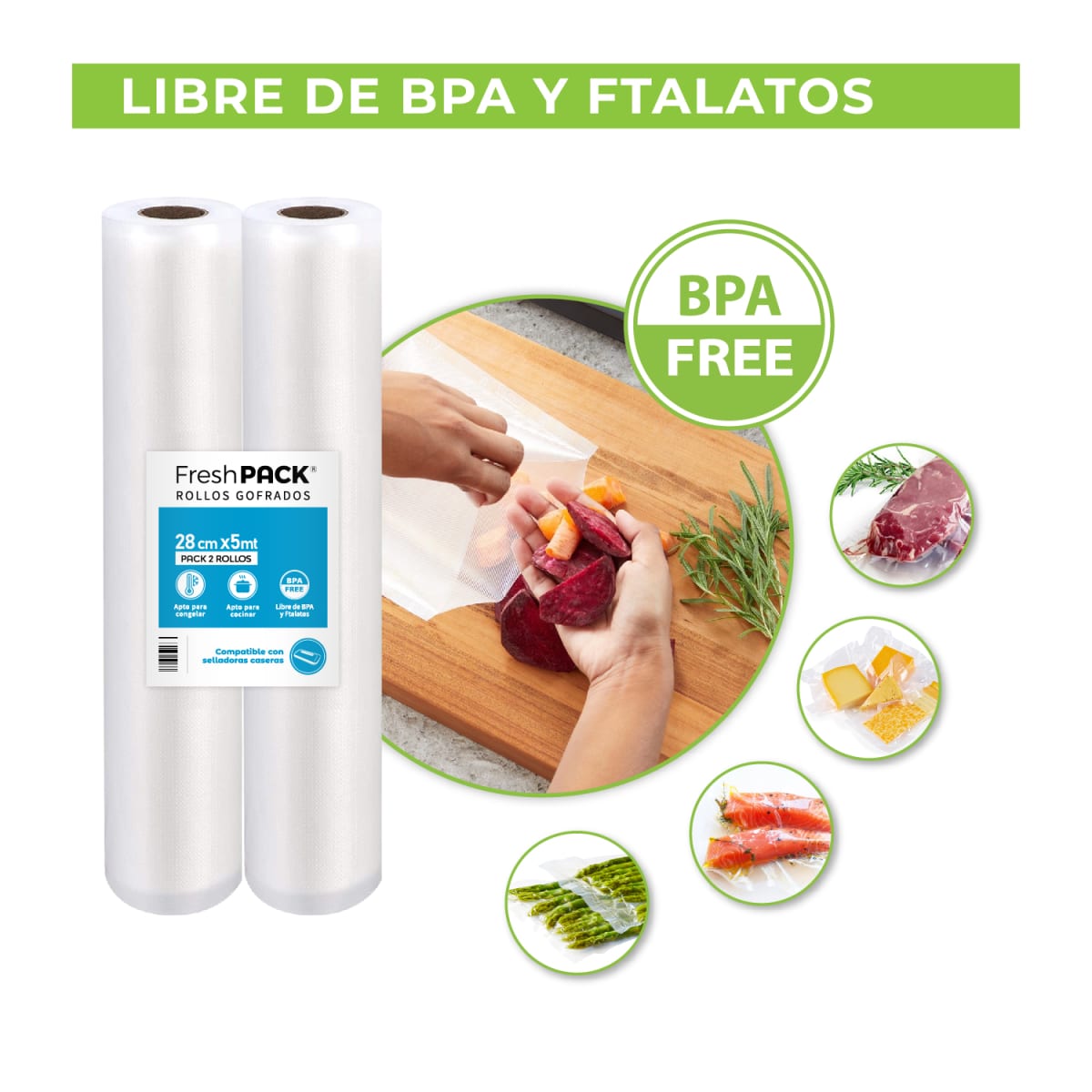 Pack 2 Rollos 28cm x 5mt Sellado al Vacío4