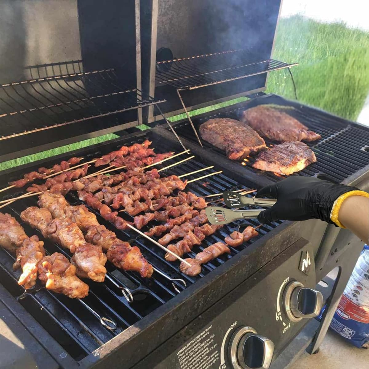 PACK 12 PARES DE GUANTES DE ALGODON PARA BBQ + 100 GUANTES NITRILO XL3