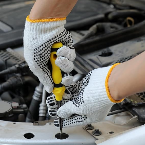 Pack 24 unidades de guantes de algodón con puntos de goma (12 pares)5