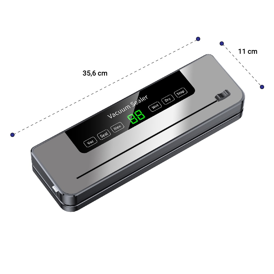 Selladora vacío con cortador de bolsa + 3 Rollos 22cm X 5mt2