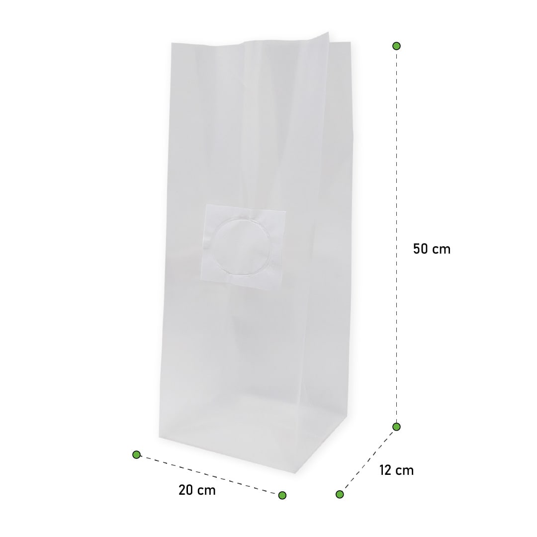 PACK 50 BOLSAS PARA CULTIVO DE HONGOS 10X8X35CM, 1 LITRO, 60 MICRAS2