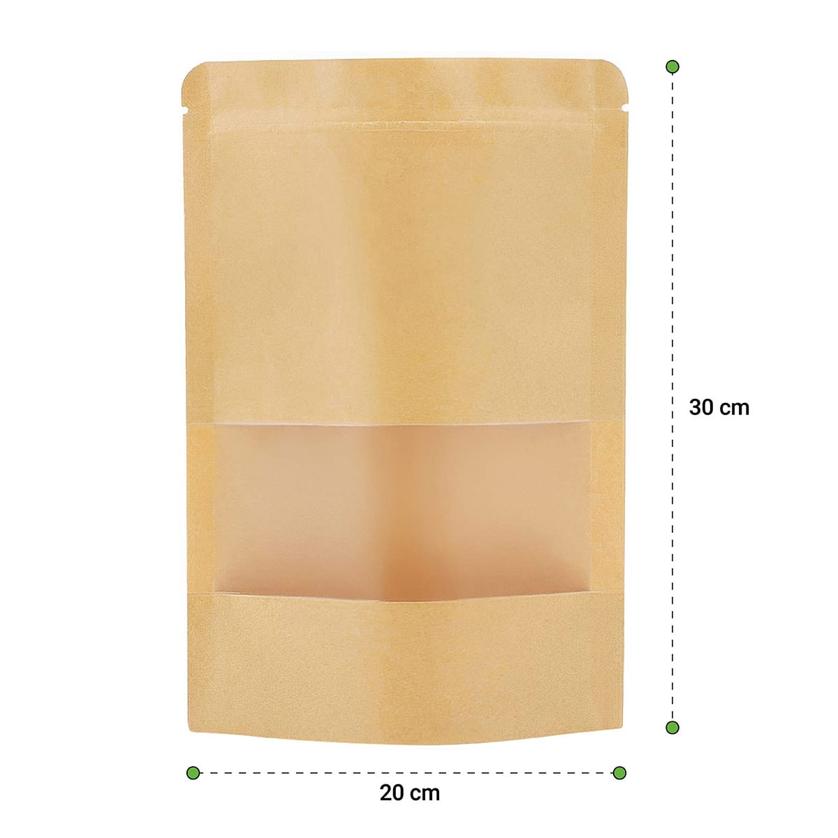 PACK 500 UNIDADES DOYPACK CON VENTANA TRANSPARENTE 20X30X5 CM2