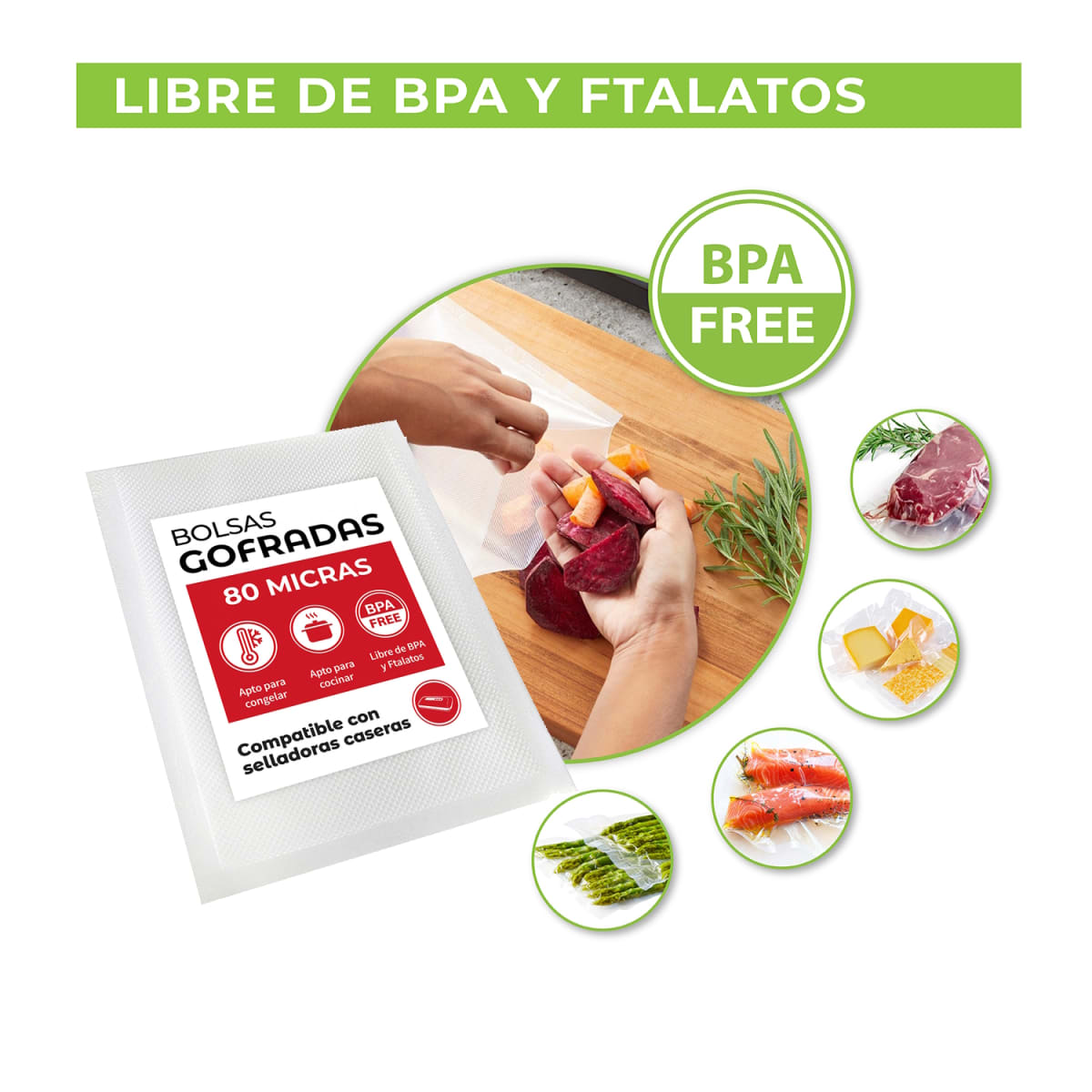 100 Bolsas Sellado Al Vacío 15x20cm3