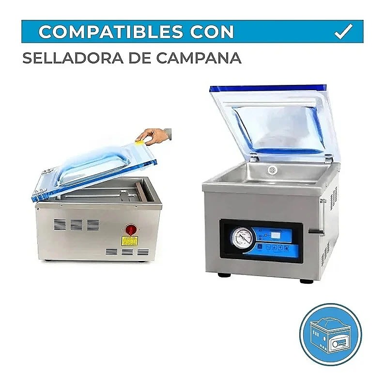 100 Bolsas Sellado Al Vacío Lisas Doradas 70 Micras 20x25cm4