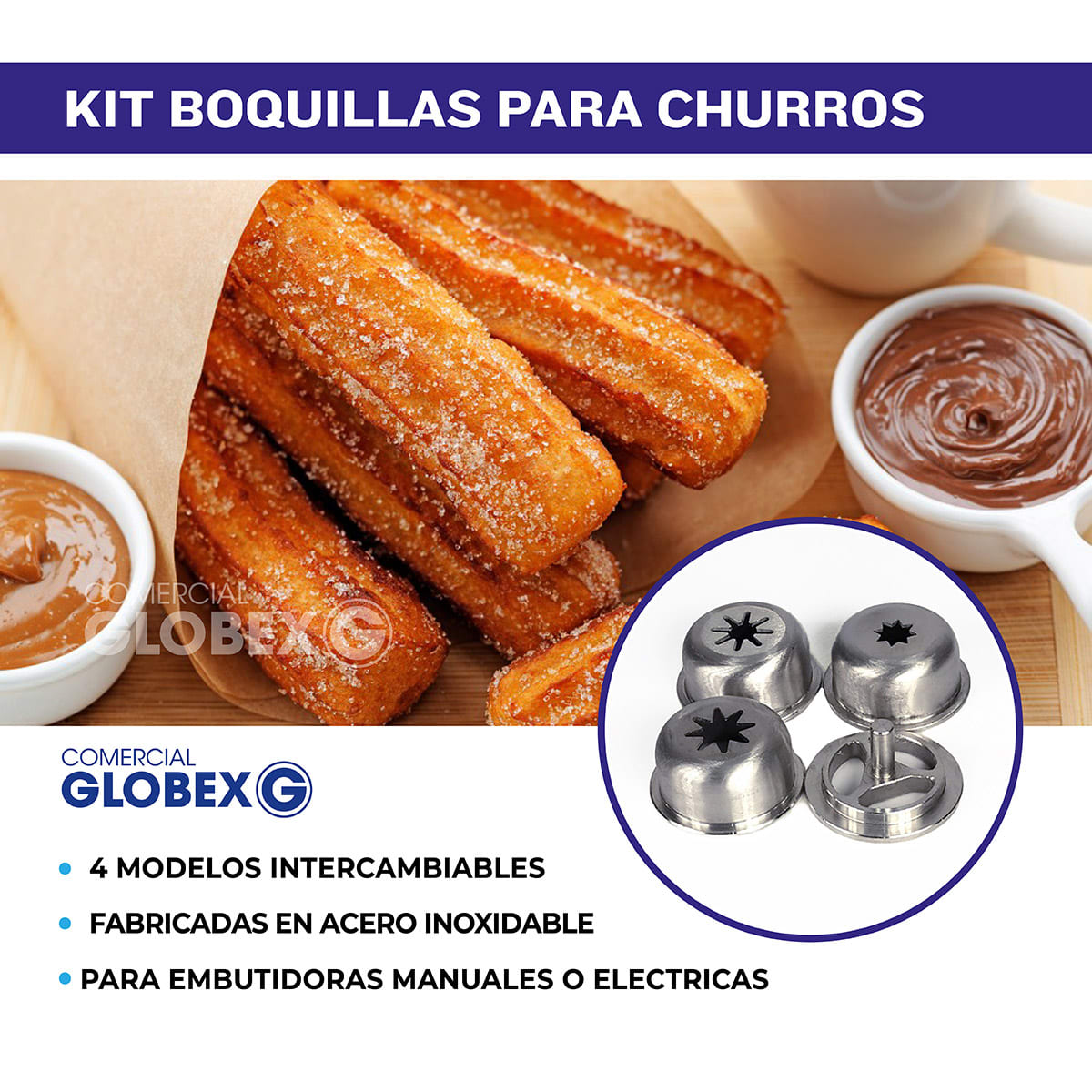 Kit 4 Boquillas De Acero Inox Para Churros En Embutidora2