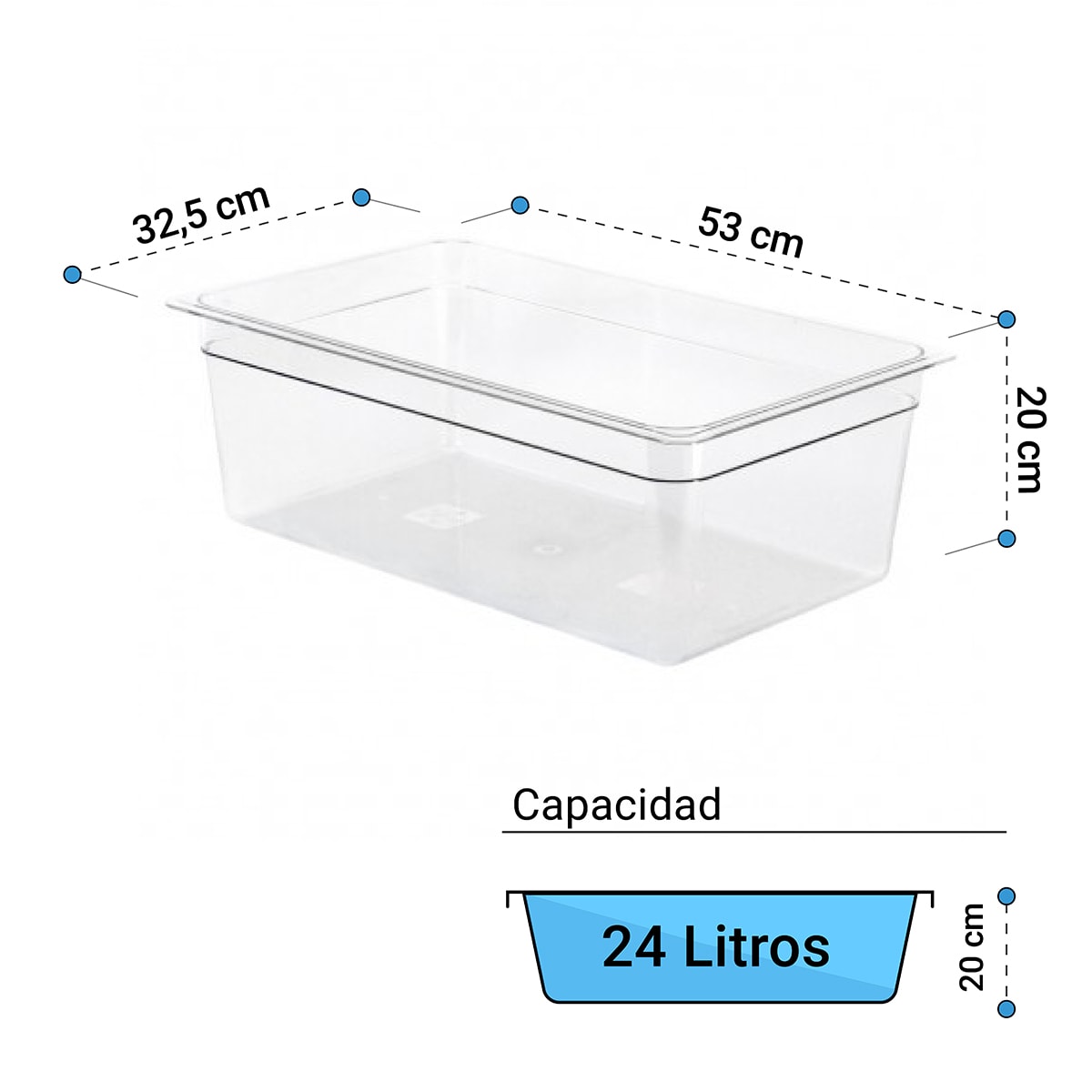 CONTENEDOR ACRÍLICO 24LT C/TAPA2