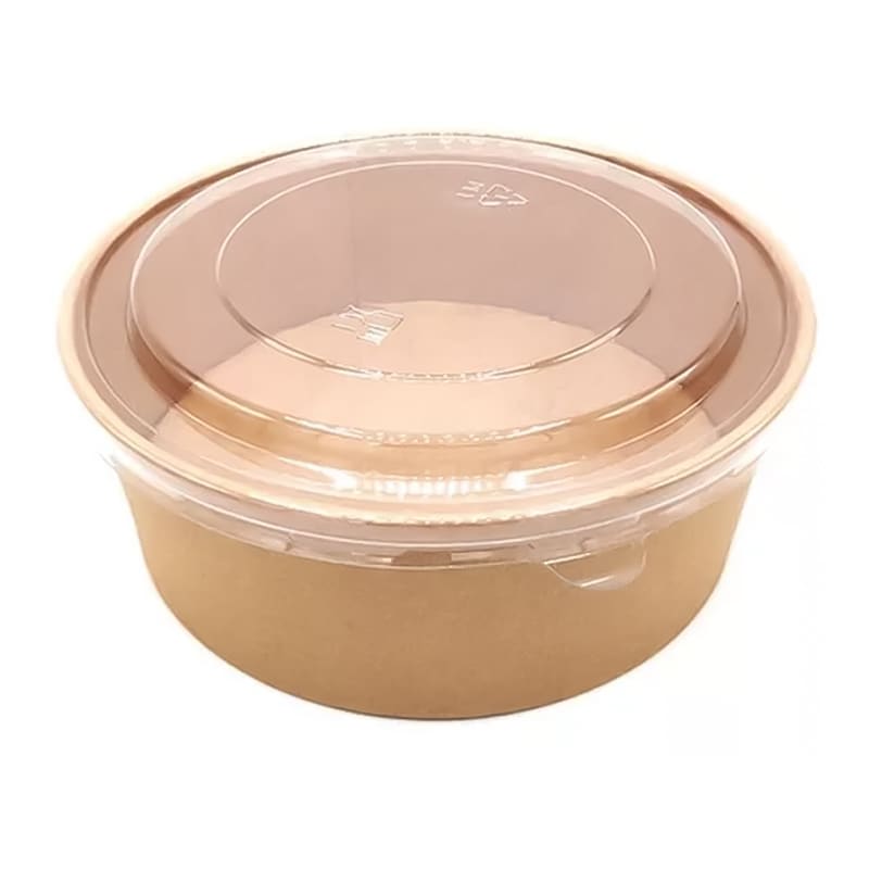 Envase Desechable Bowl Kraft 1300cc Con Tapa X 100 Unidades1
