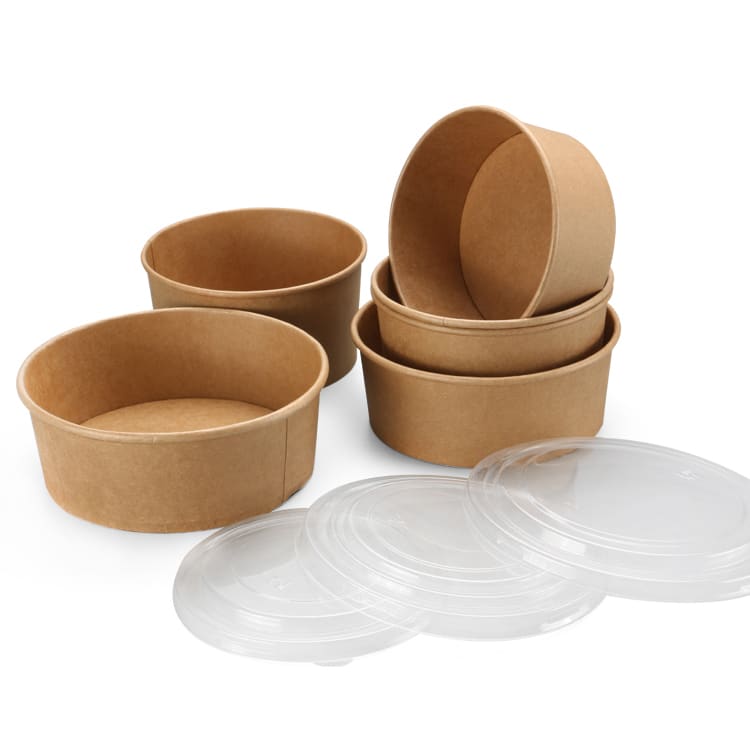 Envase Desechable Bowl Kraft 750cc Con Tapa X 100 Unidades2