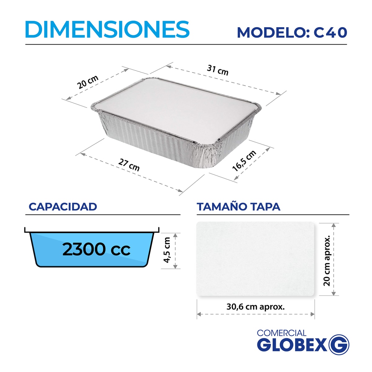 Bandejas De Aluminio C 40 Con Tapa Termolaminada 100 Uni2