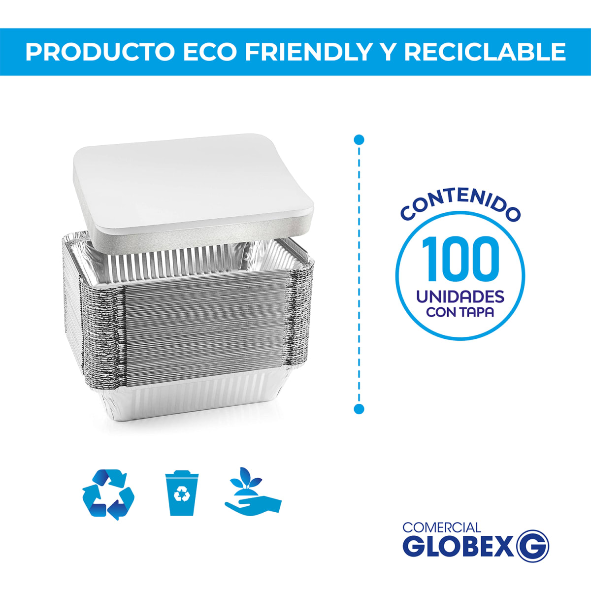 Bandejas De Aluminio C 40 Con Tapa Termolaminada 100 Uni3