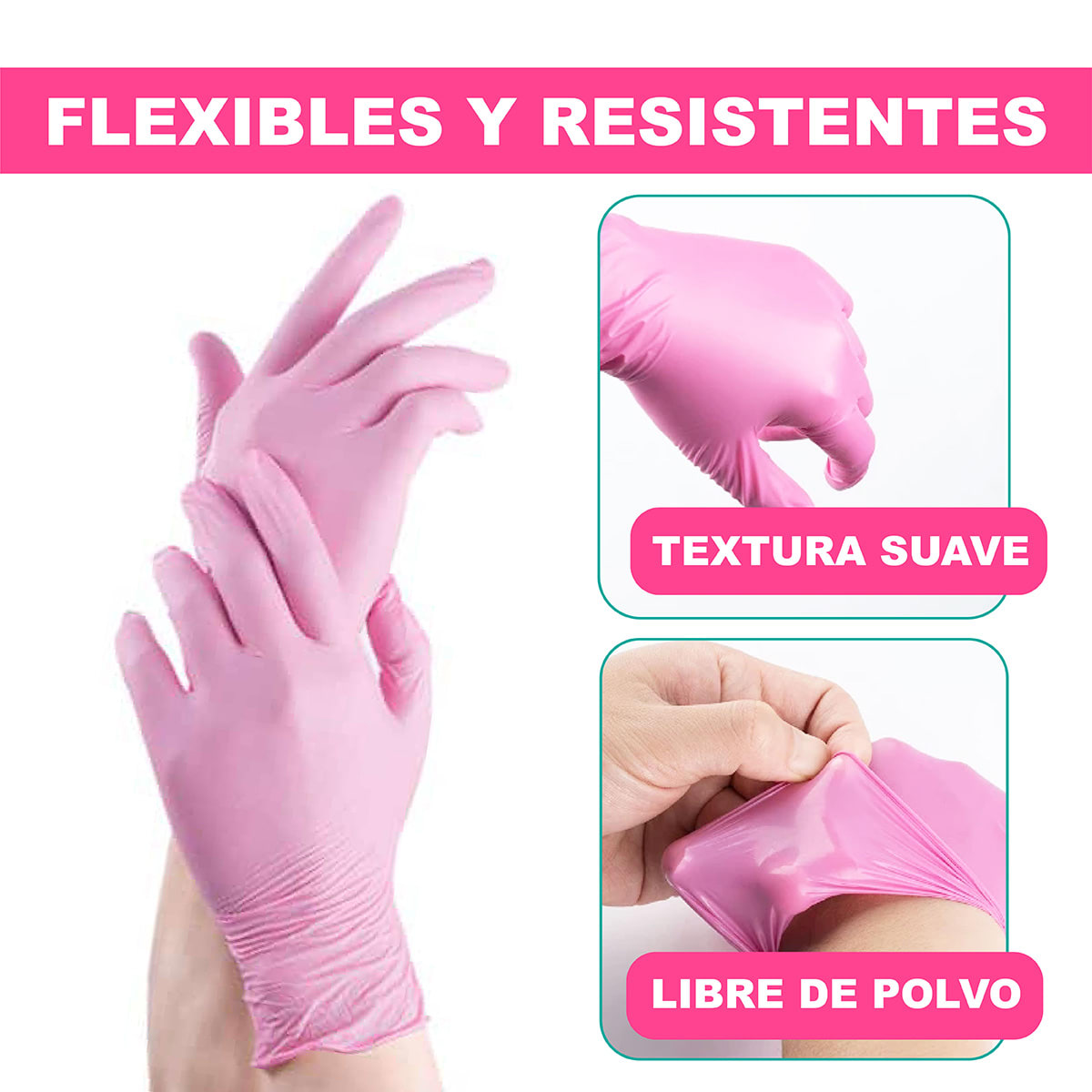 CAJA 100 GUANTES DE NITRILO ROSADOS5