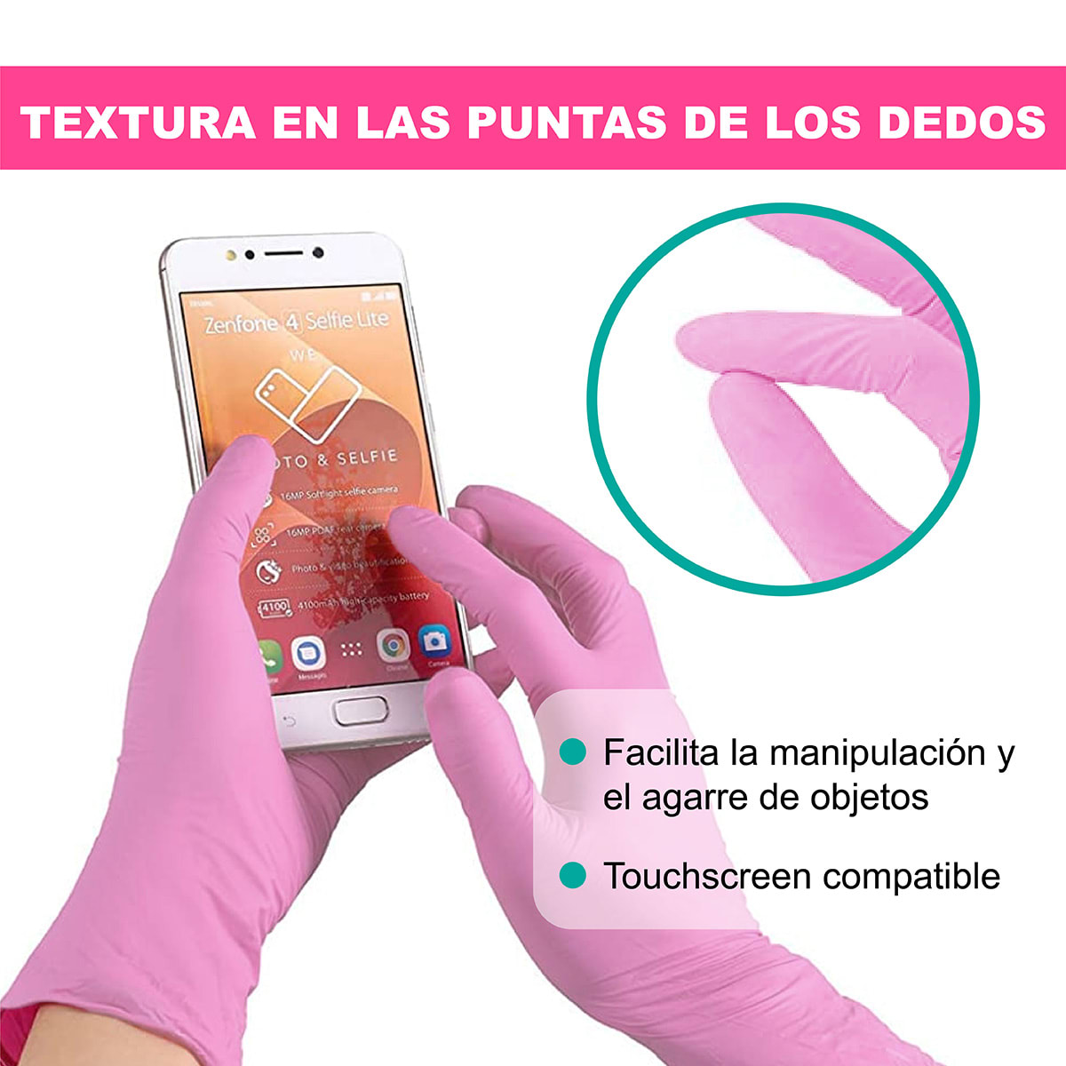 CAJA 100 GUANTES DE NITRILO ROSADOS6