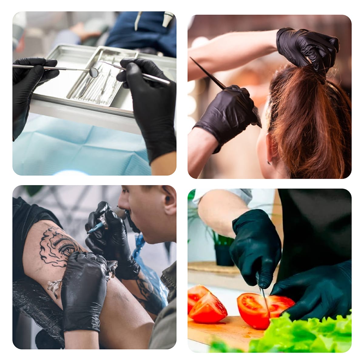 Guantes Negros XS S M L XL 100% De Nitrilo Caja 100 Unid.4