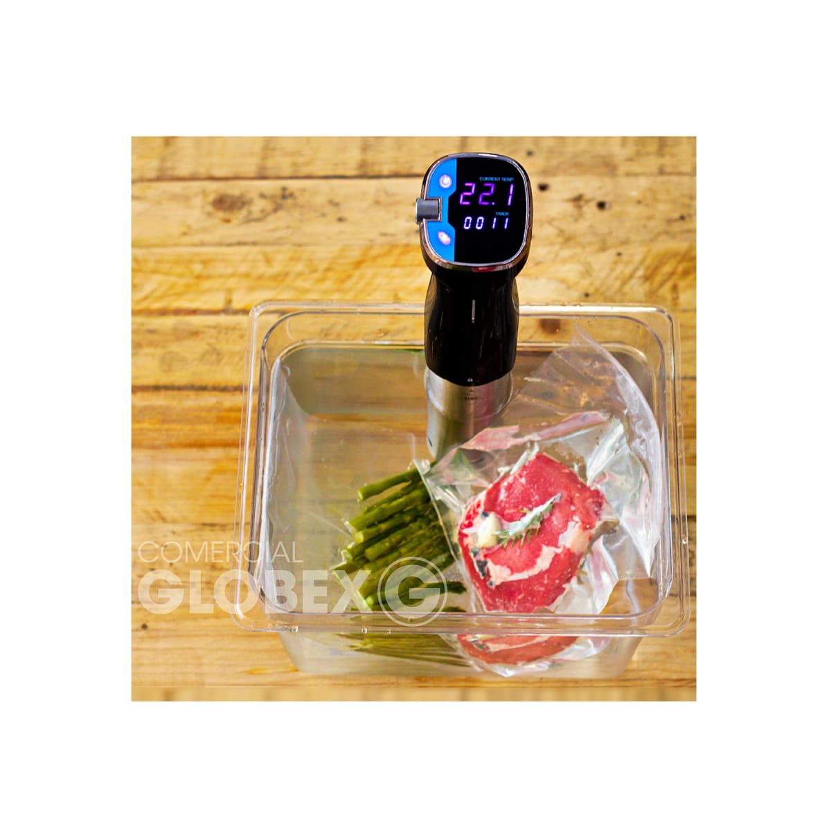 Pack Sous Vide Sv15, Contenedor 11lts Con Funda + Tapa, Selladora Sv100 + 3 Rollos 22x5m7