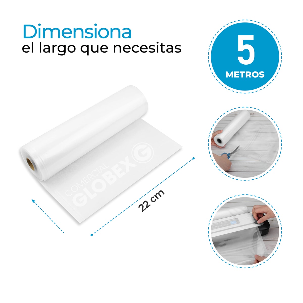 Pack 2 Rollos Sellado al Vacío 22cm X 5mts3