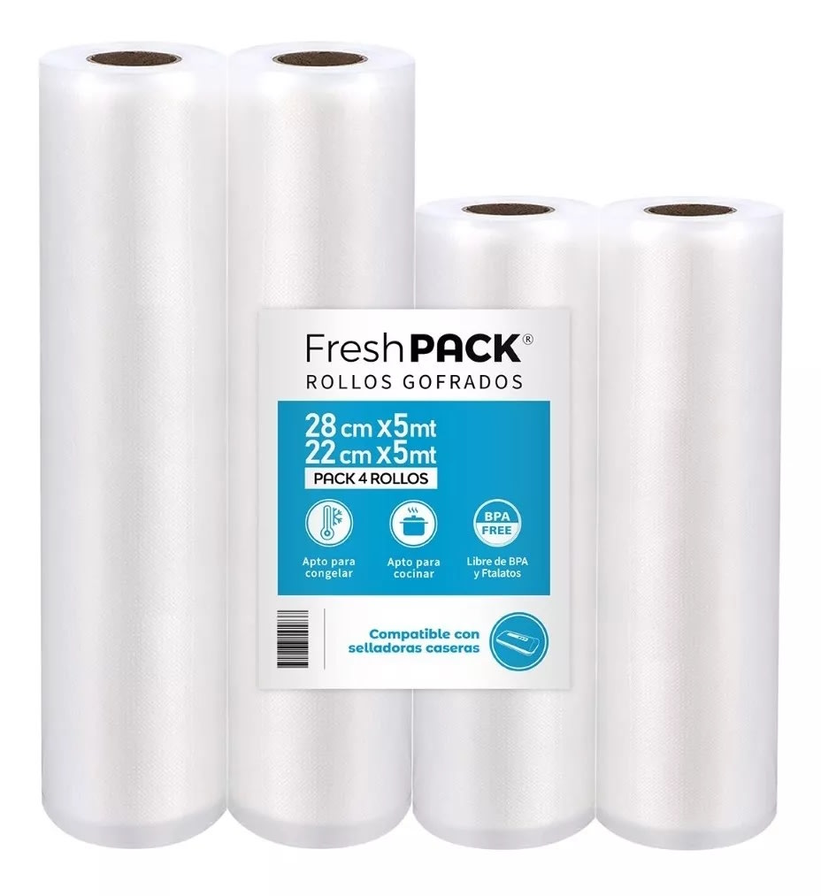 Pack 4 Rollos Bolsa Vacío 2 De 22cm X 5mt + 2 De 28cm X 5mt1