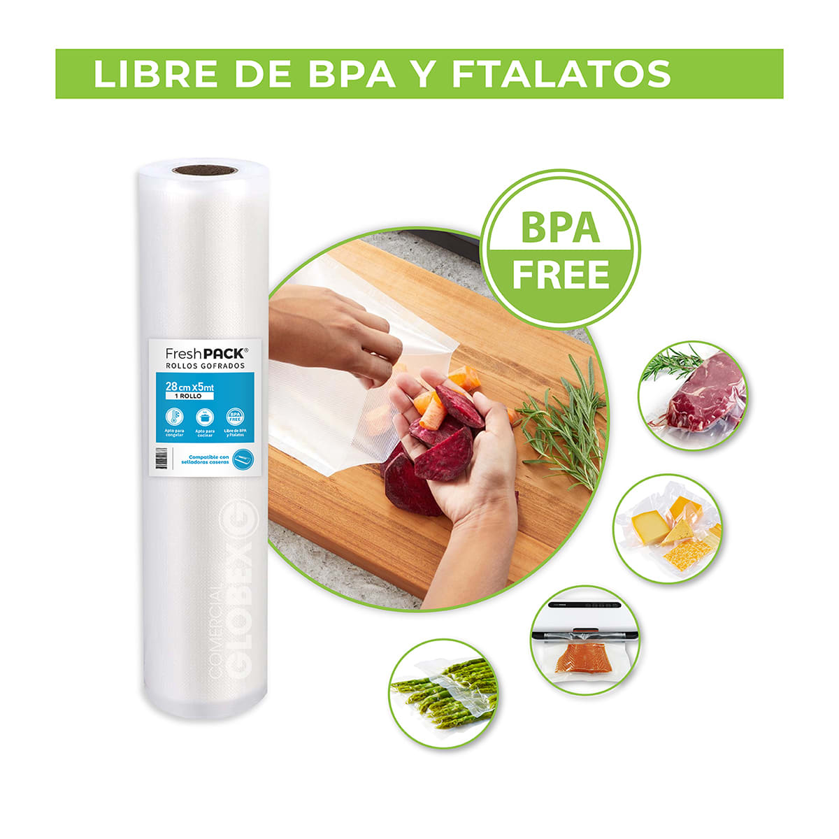 Rollo bolsas Sellado Vacío 28cm X 5mts Para Oster-foodsaver5