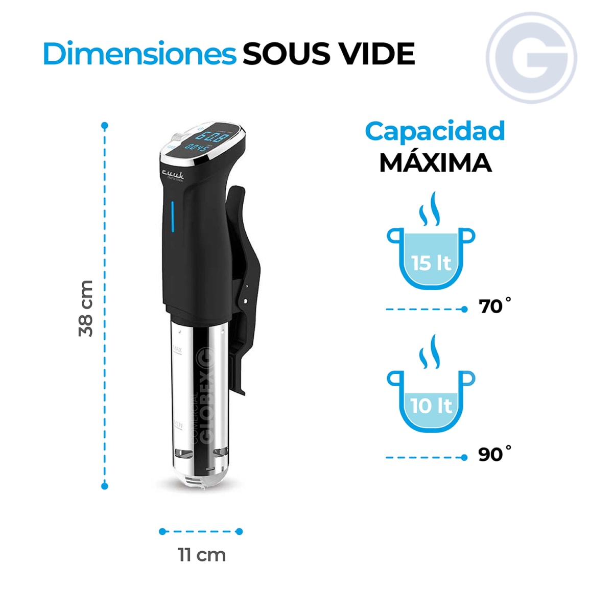 Pack Sous Vide Sv15, Contenedor 11lts Con Funda + Tapa, Selladora Sv100 + 3 Rollos 22x5m6
