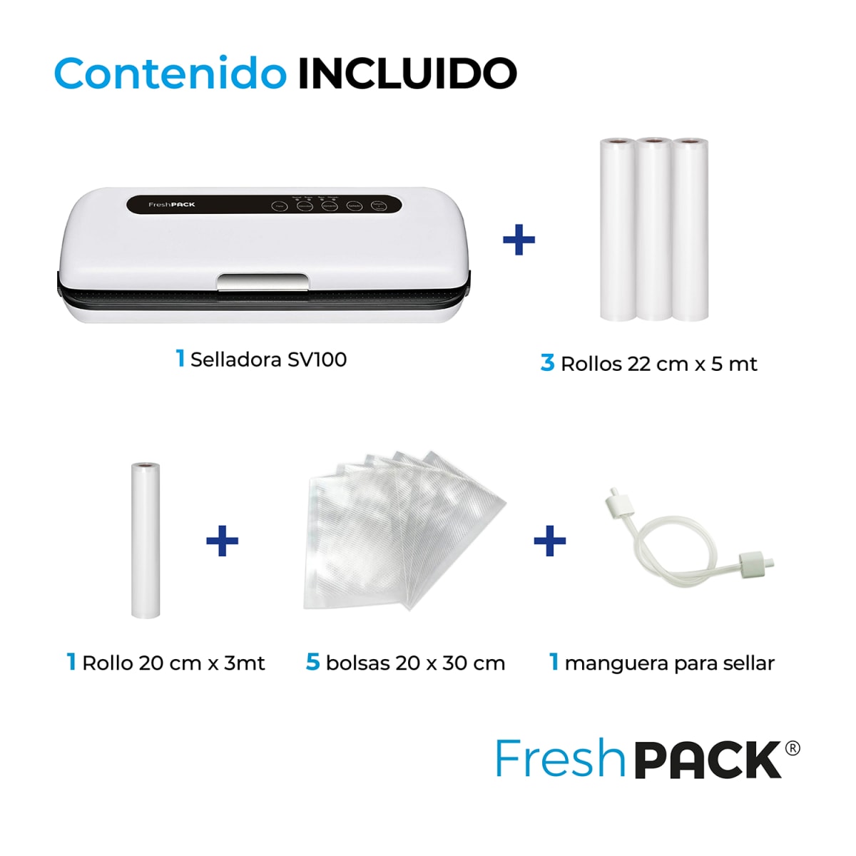 Selladora-empacadora Vacío Freshpack + 3 Rollos 22cm X 5mt8