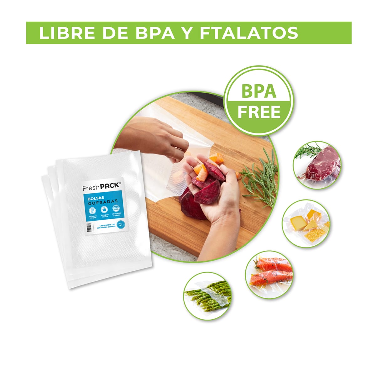 100 Bolsas Sellado al Vacío Gofradas 15x20 Cm3