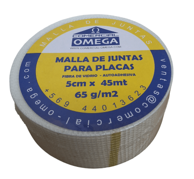 Malla Fibra de Vidrio para Juntas 5 cm x 45 m1
