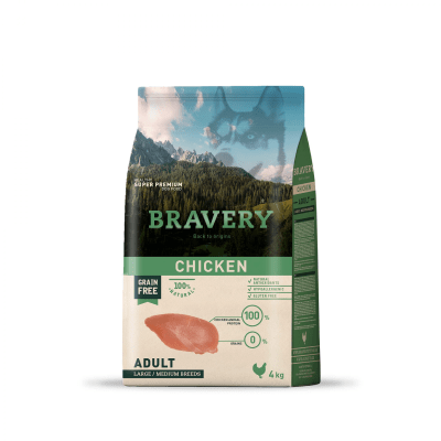 BRAVERY ADULT LARGE/MEDIUM CHICKEN (4kg - 12kg)