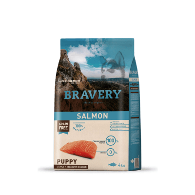 BRAVERY PUPPY LARGE/MEDIUM SALMON (4kg - 12kg)
