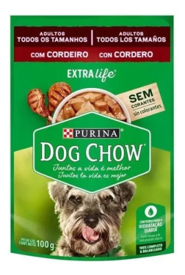 DOGCHOW SACHET ADULTOS TODOS LOS TAMAÑOS CORDERO (100gr)