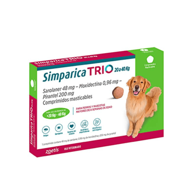 SIMPARICA TRIO 20 - 40KG (1Comprimido - 3Comprimidos)