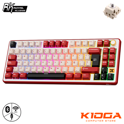 TECLADO MECANICO INALAMBRICO ROYAL KLUDGE RK X87 BORDEAUX RED RGB TKL 2.4G/BT/USB-C CREAM SWITCH1